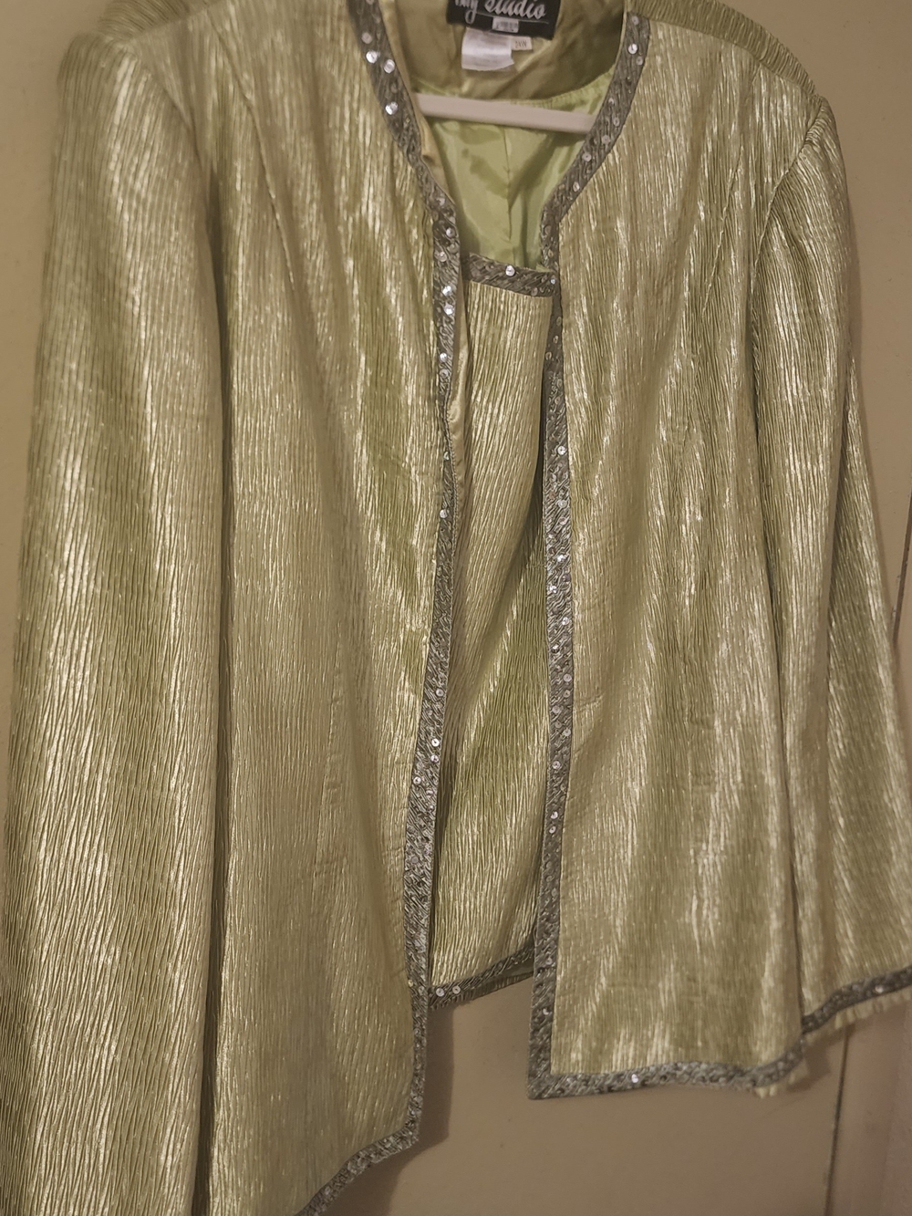 2pc Light Green Jacket And Top Set Plus Size